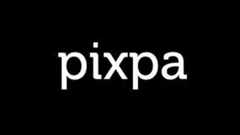 pixpa logo white letter black background