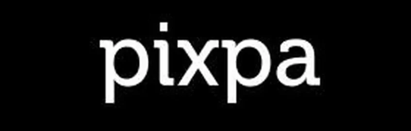 pixpa logo white letter black background